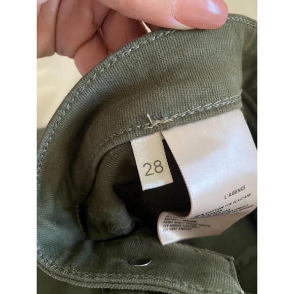L'Agence 28 Margot High Rise Skinny Green Wax Coated Stretch Jeans Sz 28 - Picture 8 of 8